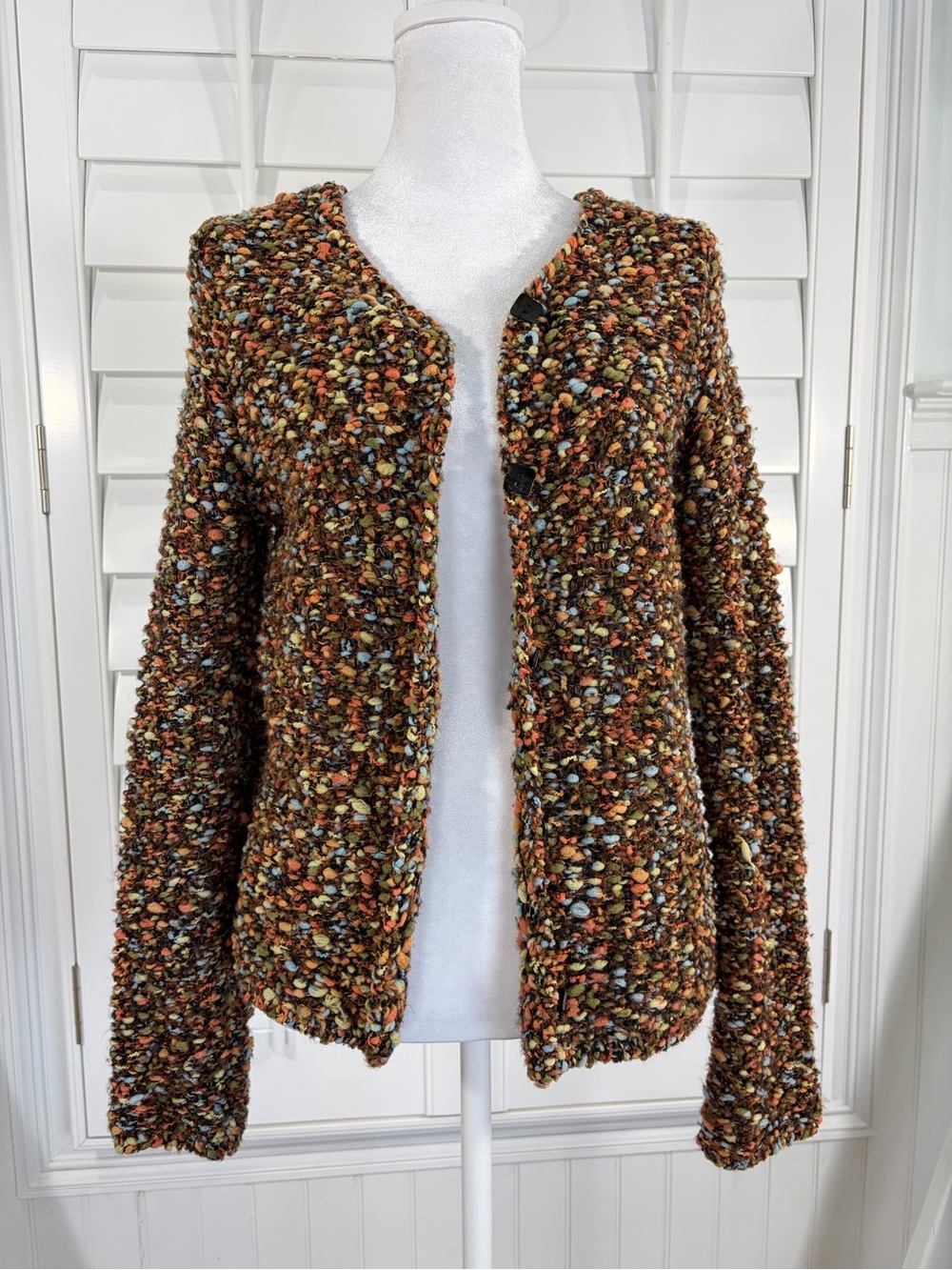 NWOT Chadwicks Multicolor Bouclé Cardigan (M)